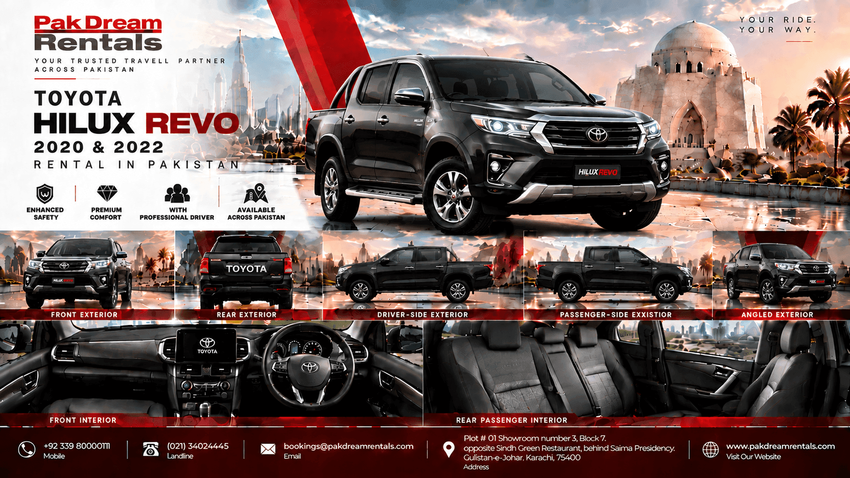 Toyota Hilux Revo 2020 & 2022 Rental Pakistan | Premium Pickup Service